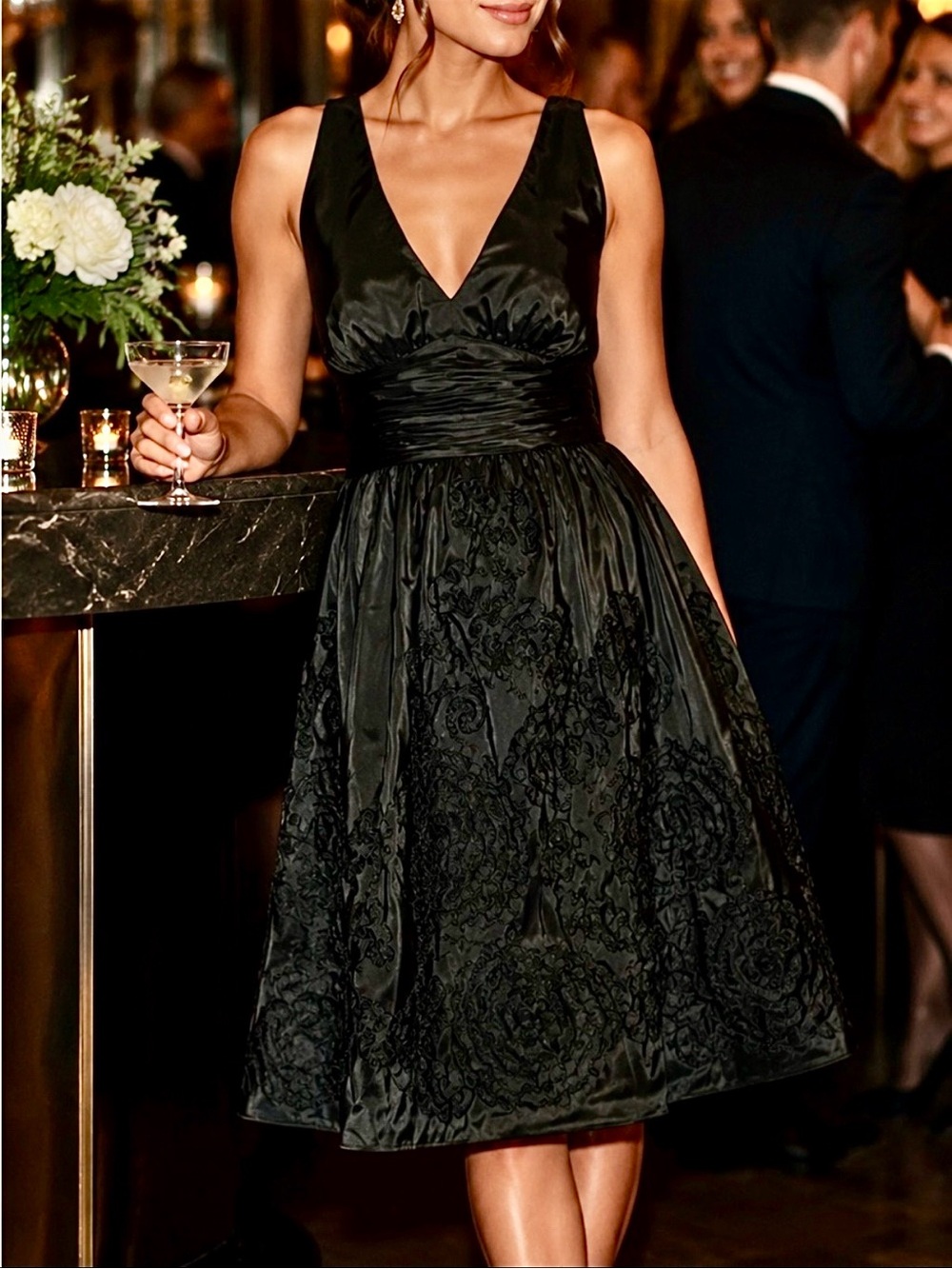 Formal event Black dress wedding bridesmaid Davids Bridal Cocktail Dress Size 8